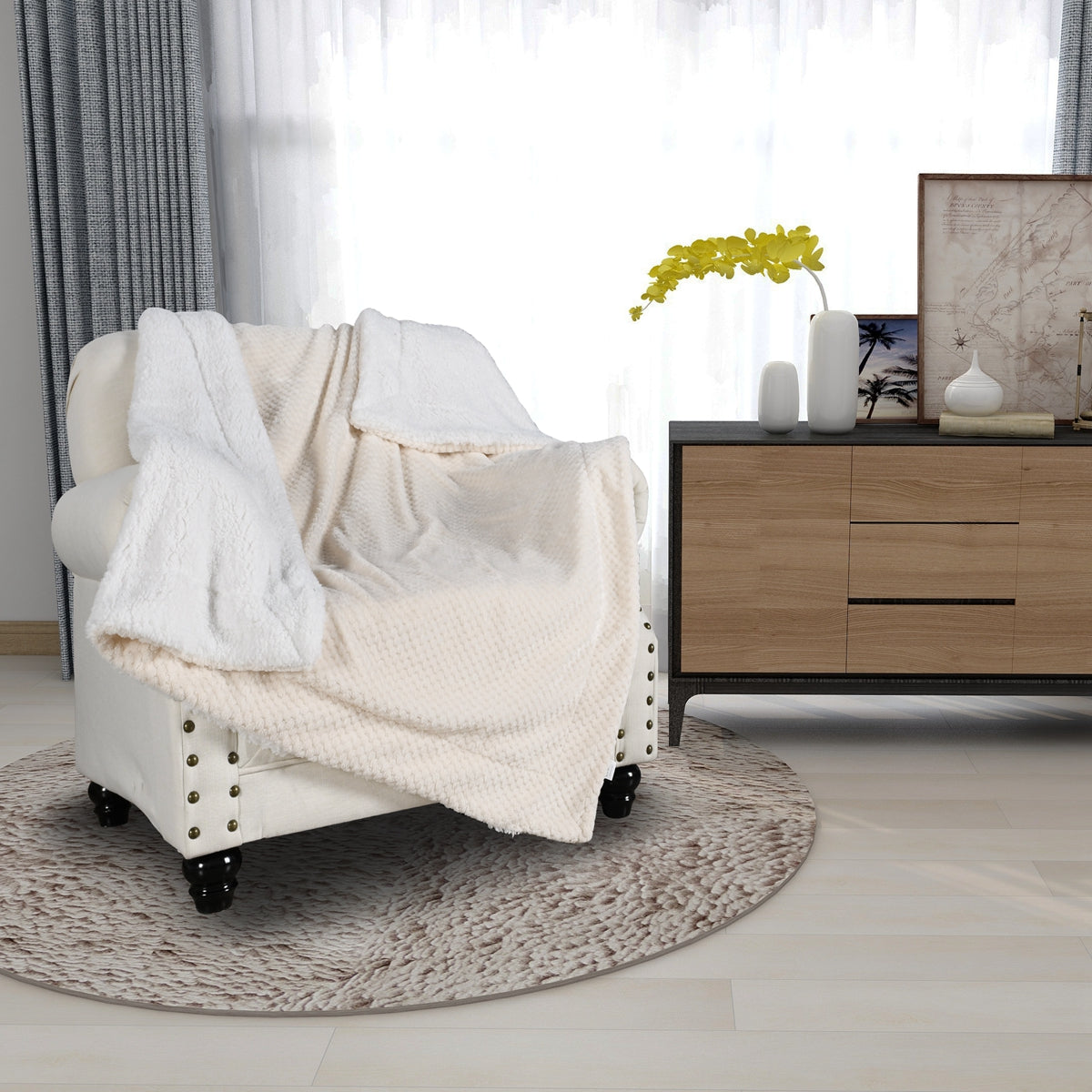 130x160cm Thickening Flannel Lamb Composite Home Office Double-Layer Blanket