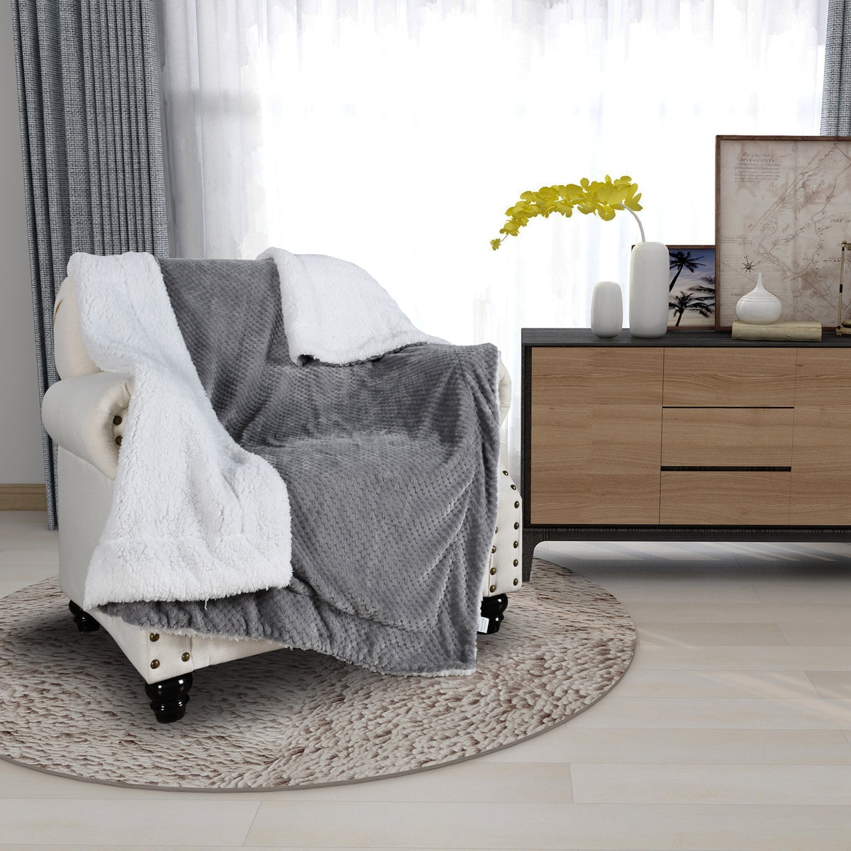 130x160cm Thickening Flannel Lamb Composite Home Office Double-Layer Blanket