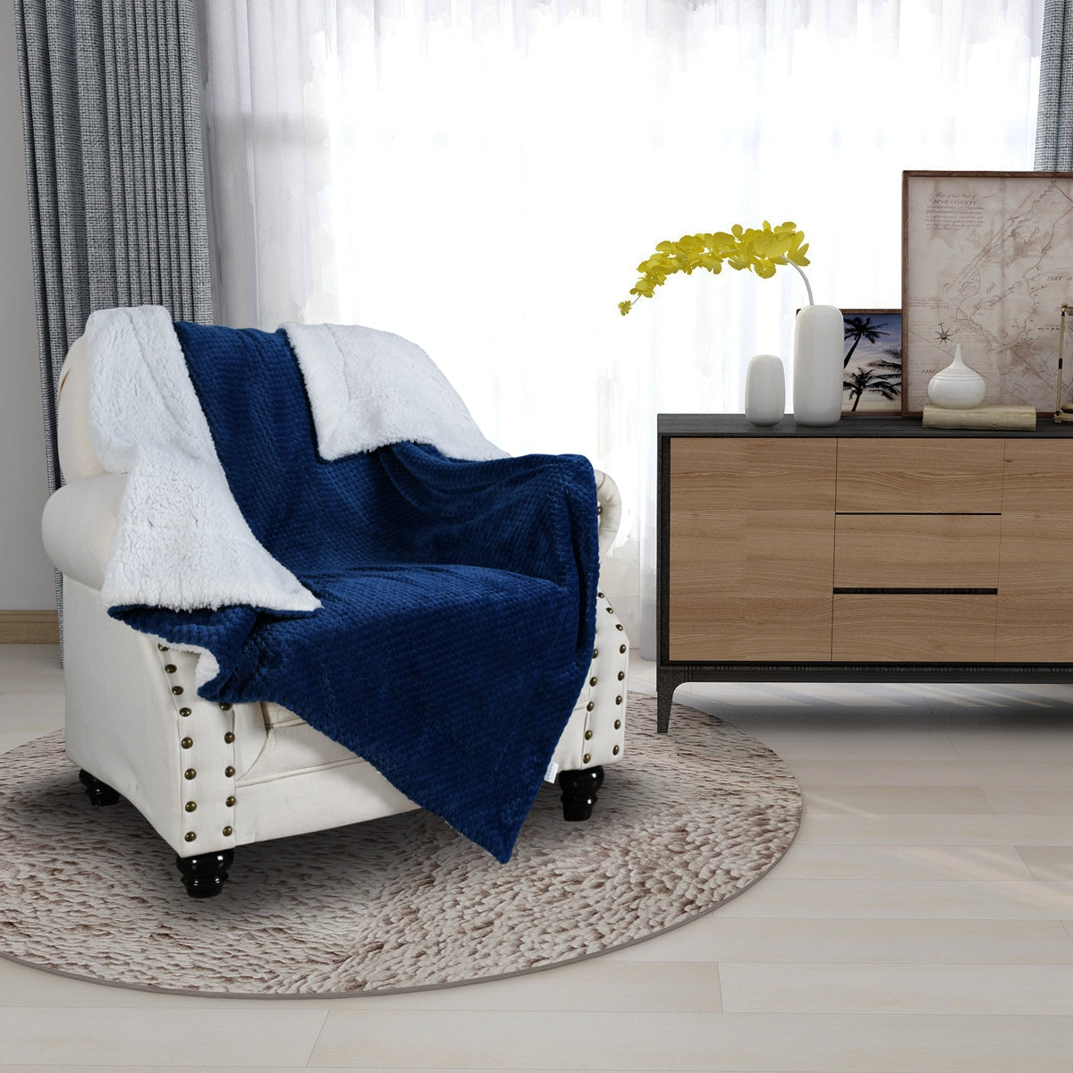 130x160cm Thickening Flannel Lamb Composite Home Office Double-Layer Blanket