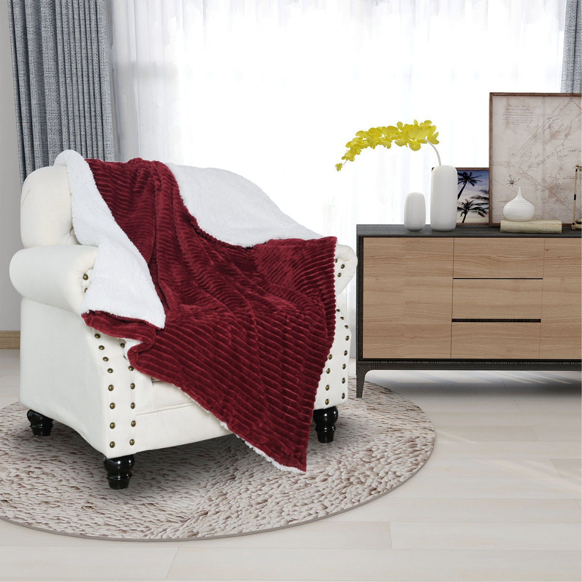 130x160cm Thickening Flannel Lamb Composite Home Office Double-Layer Blanket