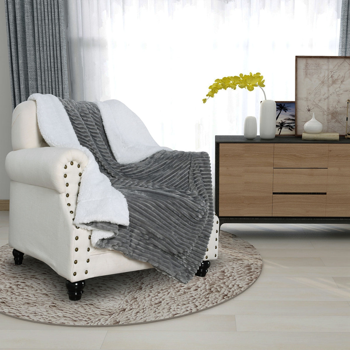 130x160cm Thickening Flannel Lamb Composite Home Office Double-Layer Blanket