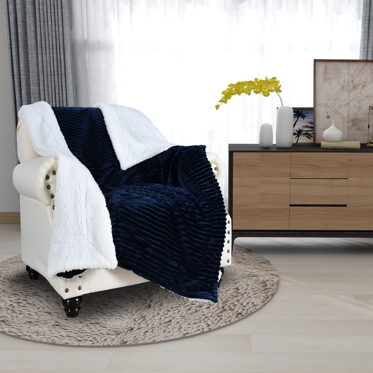 130x160cm Thickening Flannel Lamb Composite Home Office Double-Layer Blanket