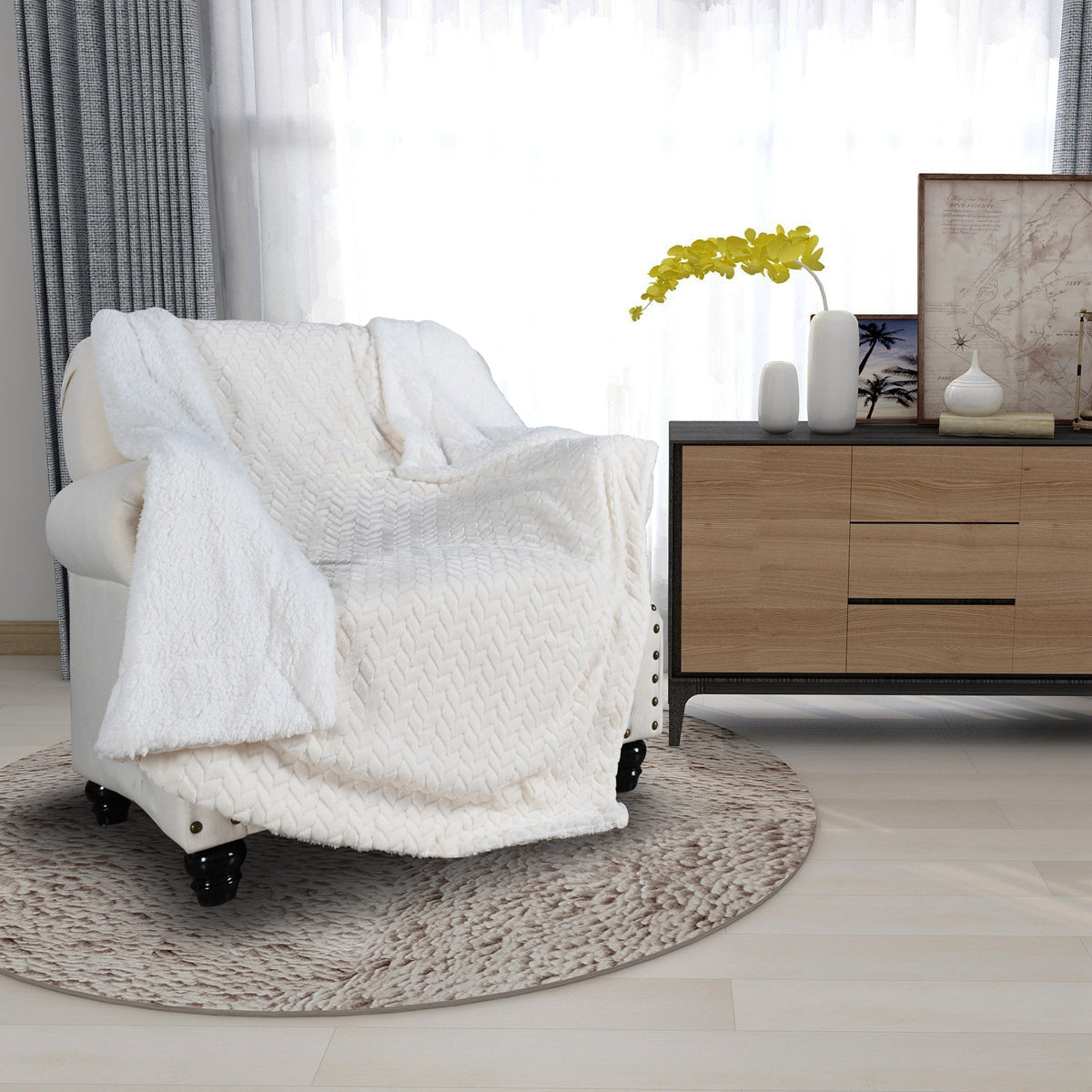130x160cm Thickening Flannel Lamb Composite Home Office Double-Layer Blanket