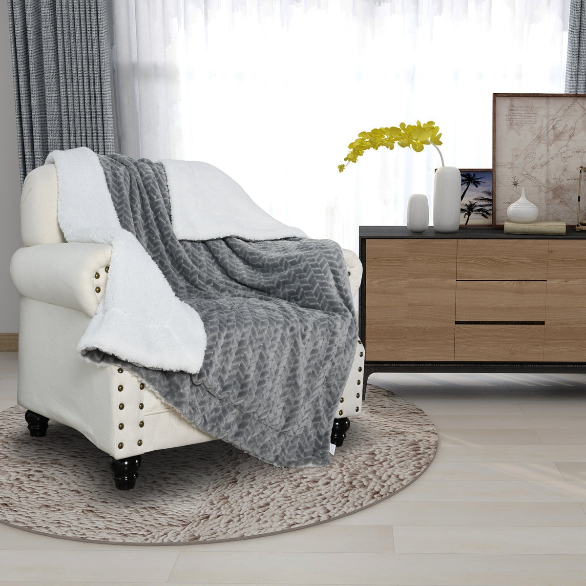 130x160cm Thickening Flannel Lamb Composite Home Office Double-Layer Blanket