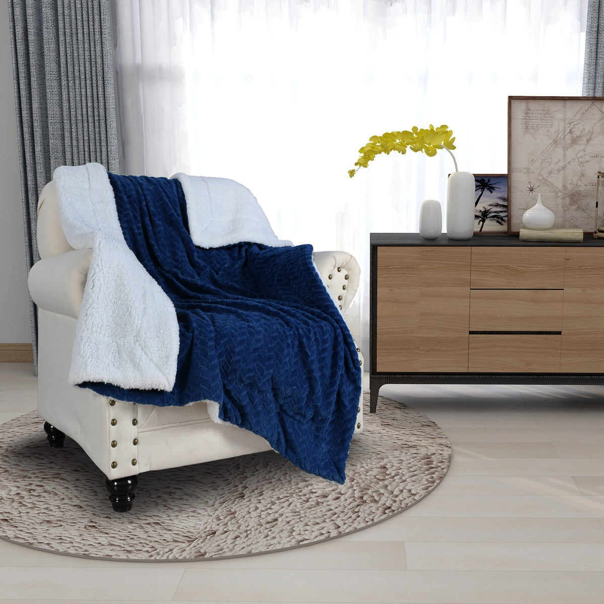 130x160cm Thickening Flannel Lamb Composite Home Office Double-Layer Blanket