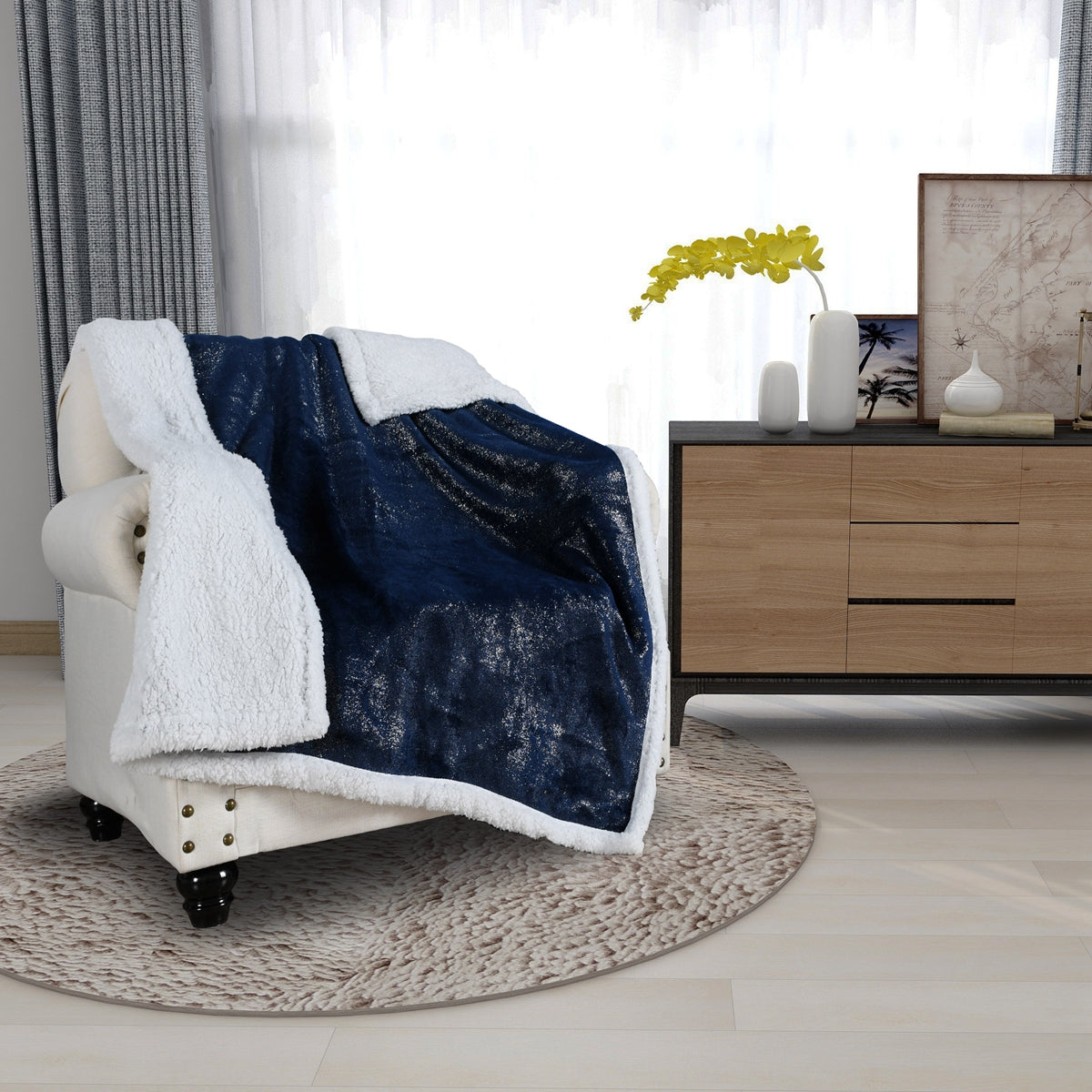 130x160cm Thickening Flannel Lamb Composite Home Office Double-Layer Blanket