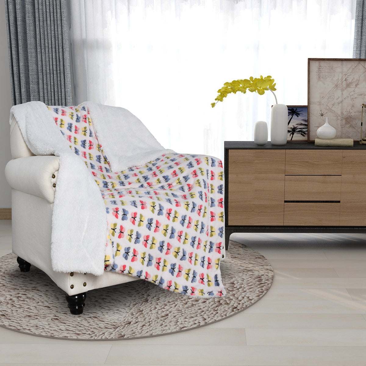 130x160cm Thickening Flannel Lamb Composite Home Office Double-Layer Blanket