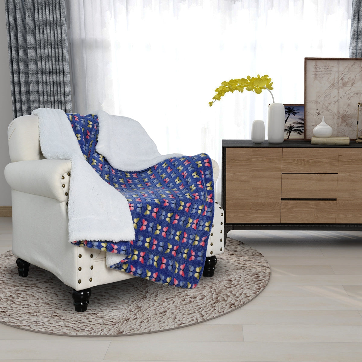 130x160cm Thickening Flannel Lamb Composite Home Office Double-Layer Blanket