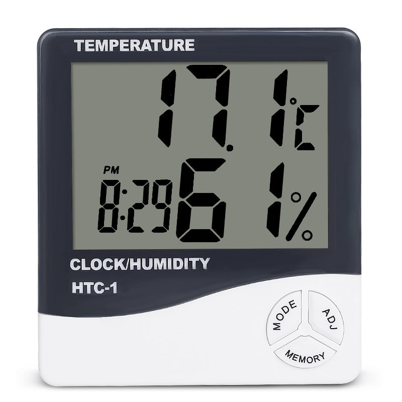 HTC-1 Digital LCD Thermometer Hygrometer Humidity Meter Room Indoor Temperature Clock