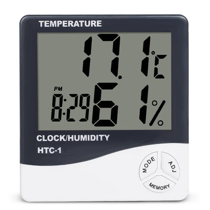 HTC-1 Digital LCD Thermometer Hygrometer Humidity Meter Room Indoor Temperature Clock