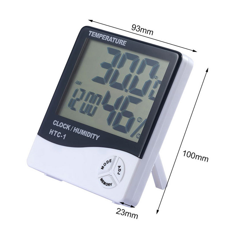 HTC-1 Digital LCD Thermometer Hygrometer Humidity Meter Room Indoor Temperature Clock