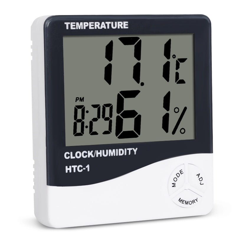 HTC-1 Digital LCD Thermometer Hygrometer Humidity Meter Room Indoor Temperature Clock