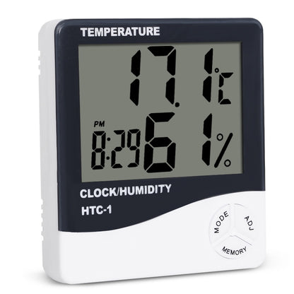 HTC-1 Digital LCD Thermometer Hygrometer Humidity Meter Room Indoor Temperature Clock
