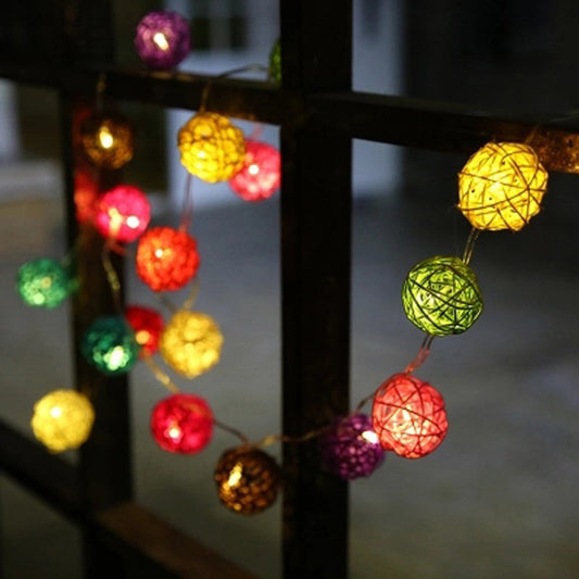 10-LED 1.2m 3cm Diameter Flashing LED Rattan Ball String Lights Outdoor Christmas Decorative Party