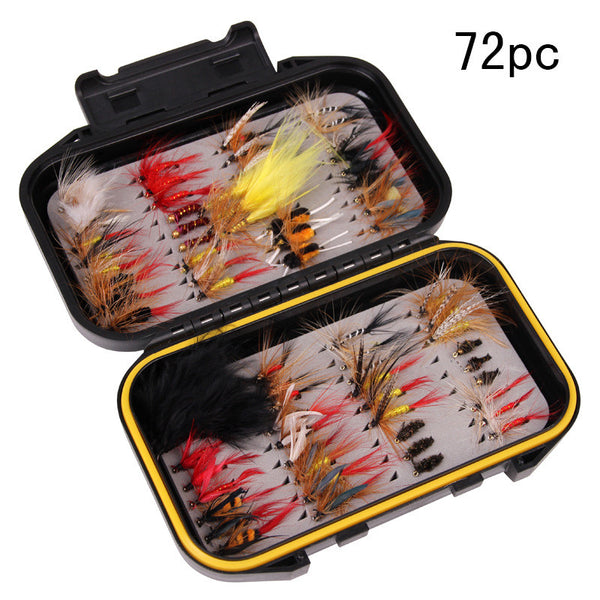 72Pcs Fly Fishing Bait Kit with Box Flies Lures Fly Dry Flies