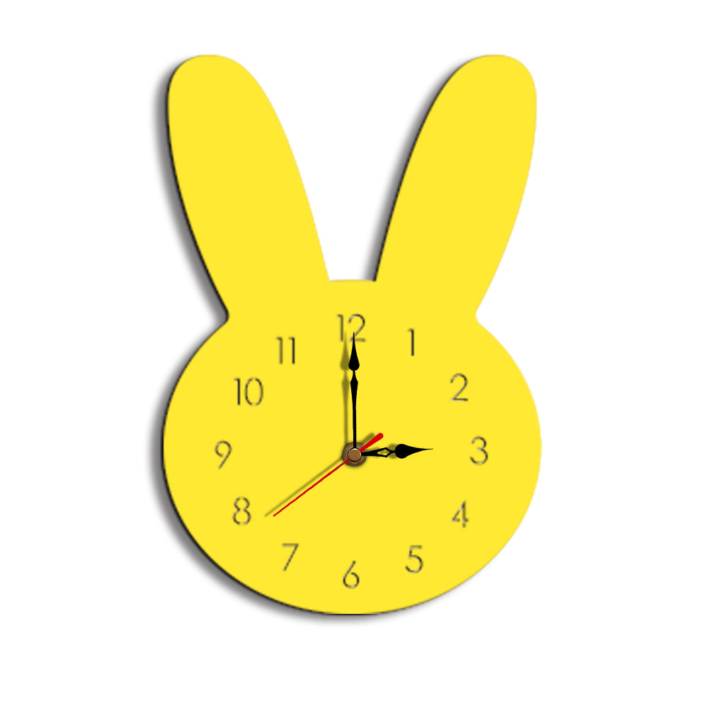 Cute Rabbit Decorative Quartz Wall Clock Battery Operated Silent Clock for Living Room, Bedroom