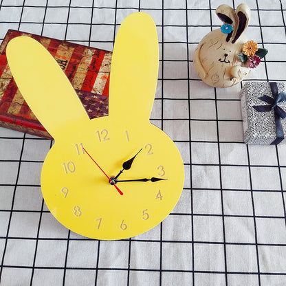 Cute Rabbit Decorative Quartz Wall Clock Battery Operated Silent Clock for Living Room, Bedroom