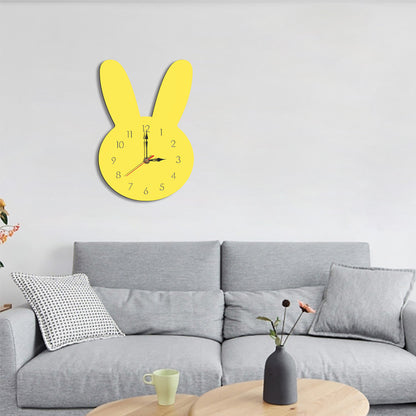 Cute Rabbit Decorative Quartz Wall Clock Battery Operated Silent Clock for Living Room, Bedroom