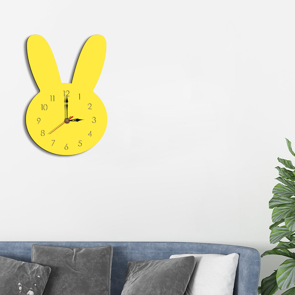 Cute Rabbit Decorative Quartz Wall Clock Battery Operated Silent Clock for Living Room, Bedroom