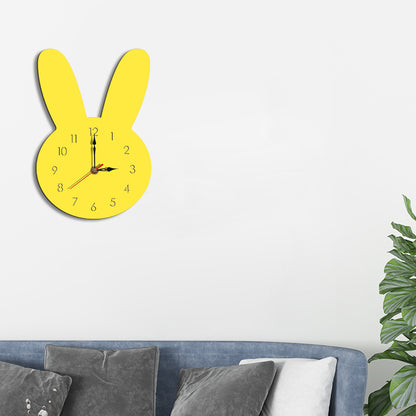 Cute Rabbit Decorative Quartz Wall Clock Battery Operated Silent Clock for Living Room, Bedroom