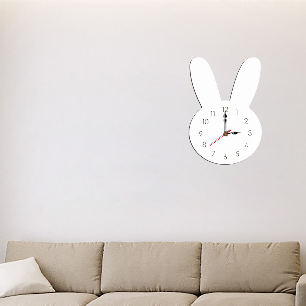 Cute Rabbit Decorative Quartz Wall Clock Battery Operated Silent Clock for Living Room, Bedroom
