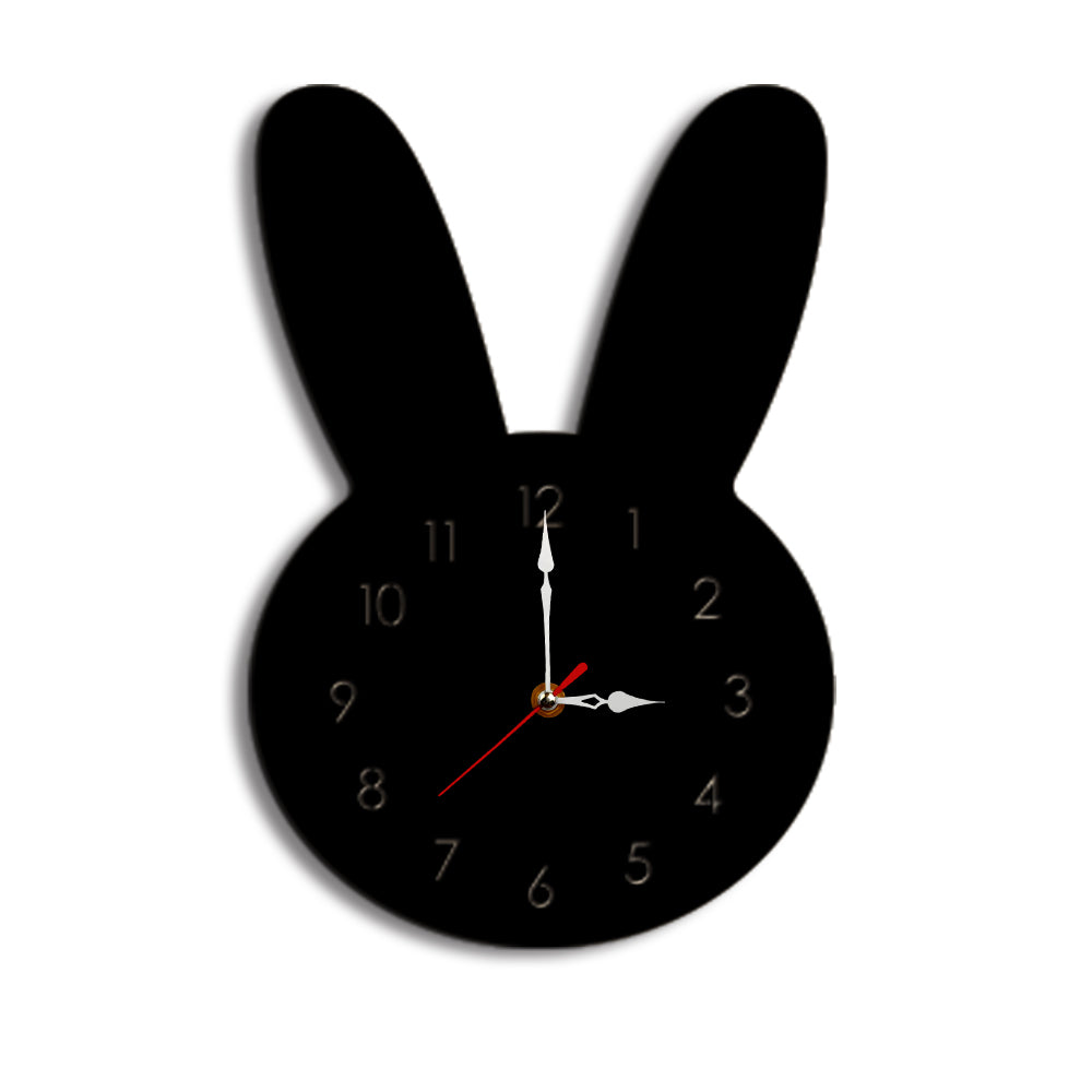 Cute Rabbit Decorative Quartz Wall Clock Battery Operated Silent Clock for Living Room, Bedroom