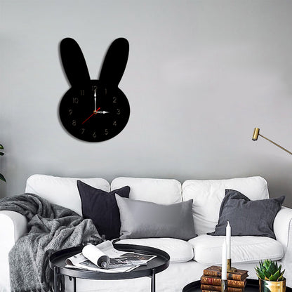 Cute Rabbit Decorative Quartz Wall Clock Battery Operated Silent Clock for Living Room, Bedroom