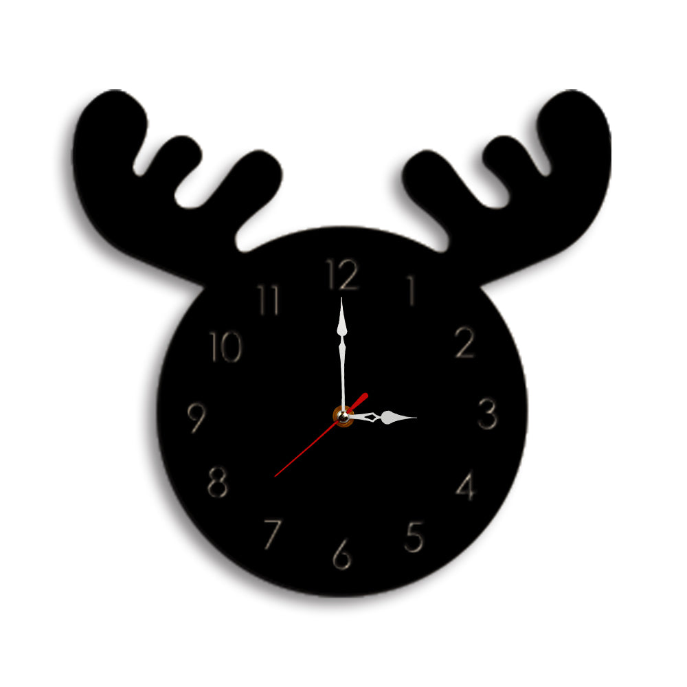 Cute Moose Decorative Quartz Wall Clock Battery Operated Silent Clock for Living Room, Bedroom