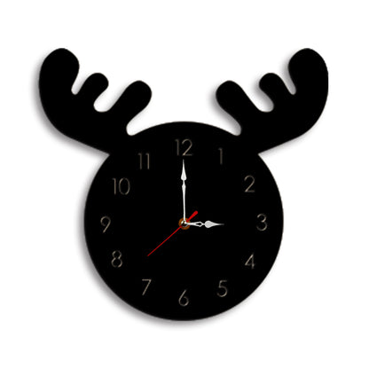 Cute Moose Decorative Quartz Wall Clock Battery Operated Silent Clock for Living Room, Bedroom