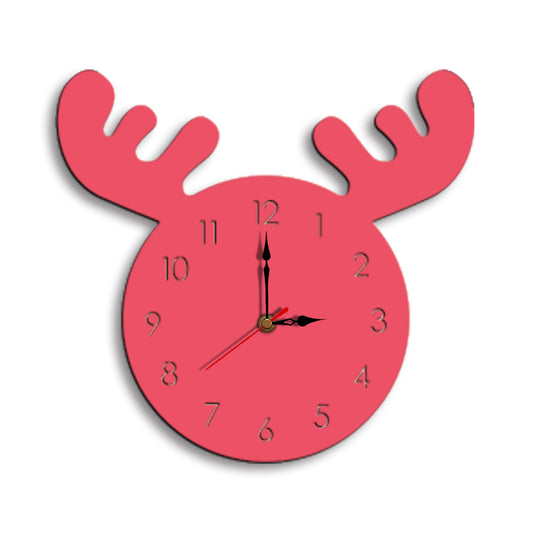 Cute Moose Decorative Quartz Wall Clock Battery Operated Silent Clock for Living Room, Bedroom