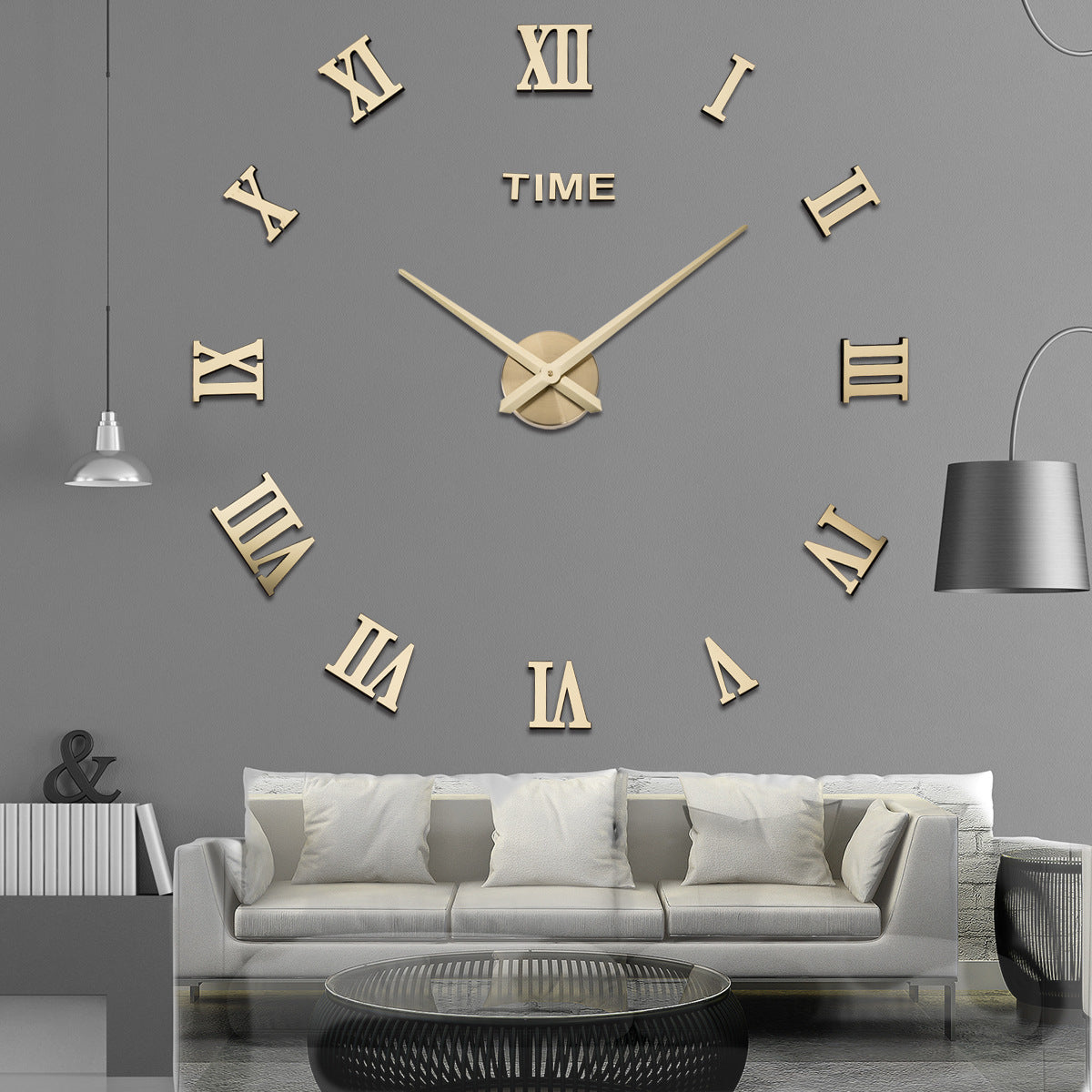 Frameless DIY Wall Clock 3D Acrylic Sticker Roman Numbers Wall Clock