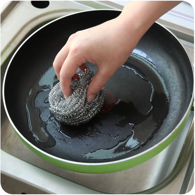 4PCS/Pack Stainless Steel Sponge Wool Kitchen Scouring Cleaner Pot Brush
