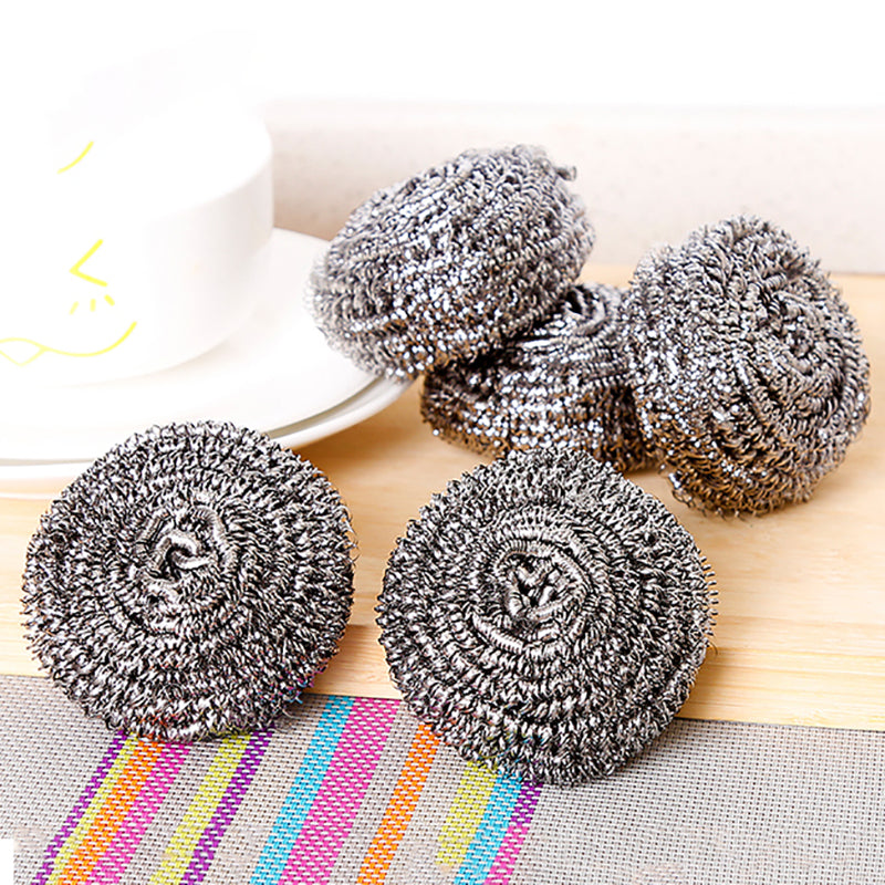 4PCS/Pack Stainless Steel Sponge Wool Kitchen Scouring Cleaner Pot Brush