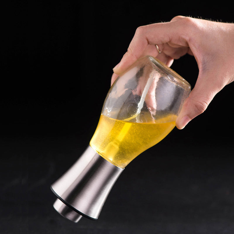 200ml Oil Pump Spray Bottle Stainless Steel Glass Seasoning Bottle Spice Jar