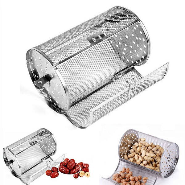Drum Grilled Cage Oven Roast Basket Baking Rotary Coffee Bean Peanuts BBQ Universal Rotating Stainless Steel 8 Inch Grilling