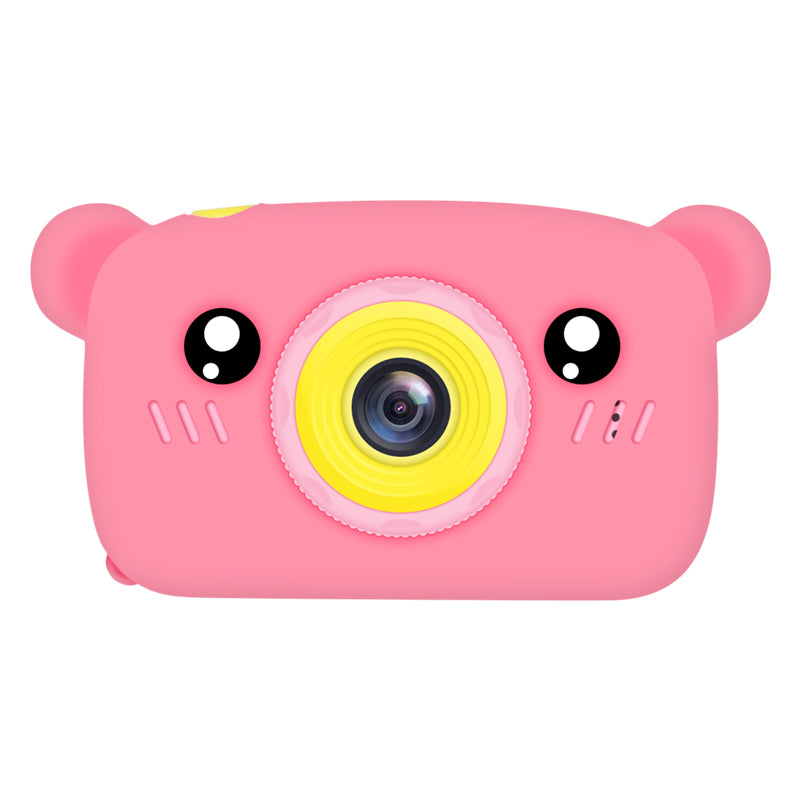 12MP HD Lens Kids Children Digital Camera Rabbit Bear Cartoon Camera Photo Video Kids Toy with Memory Card and Card Reader