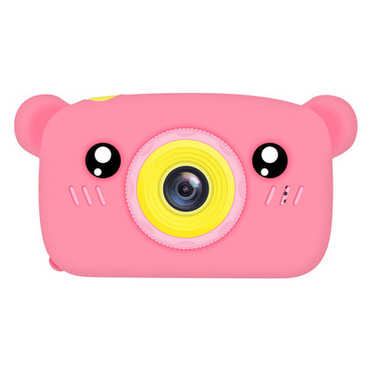 12MP HD Lens Kids Children Digital Camera Rabbit Bear Cartoon Camera Photo Video Kids Toy with Memory Card and Card Reader