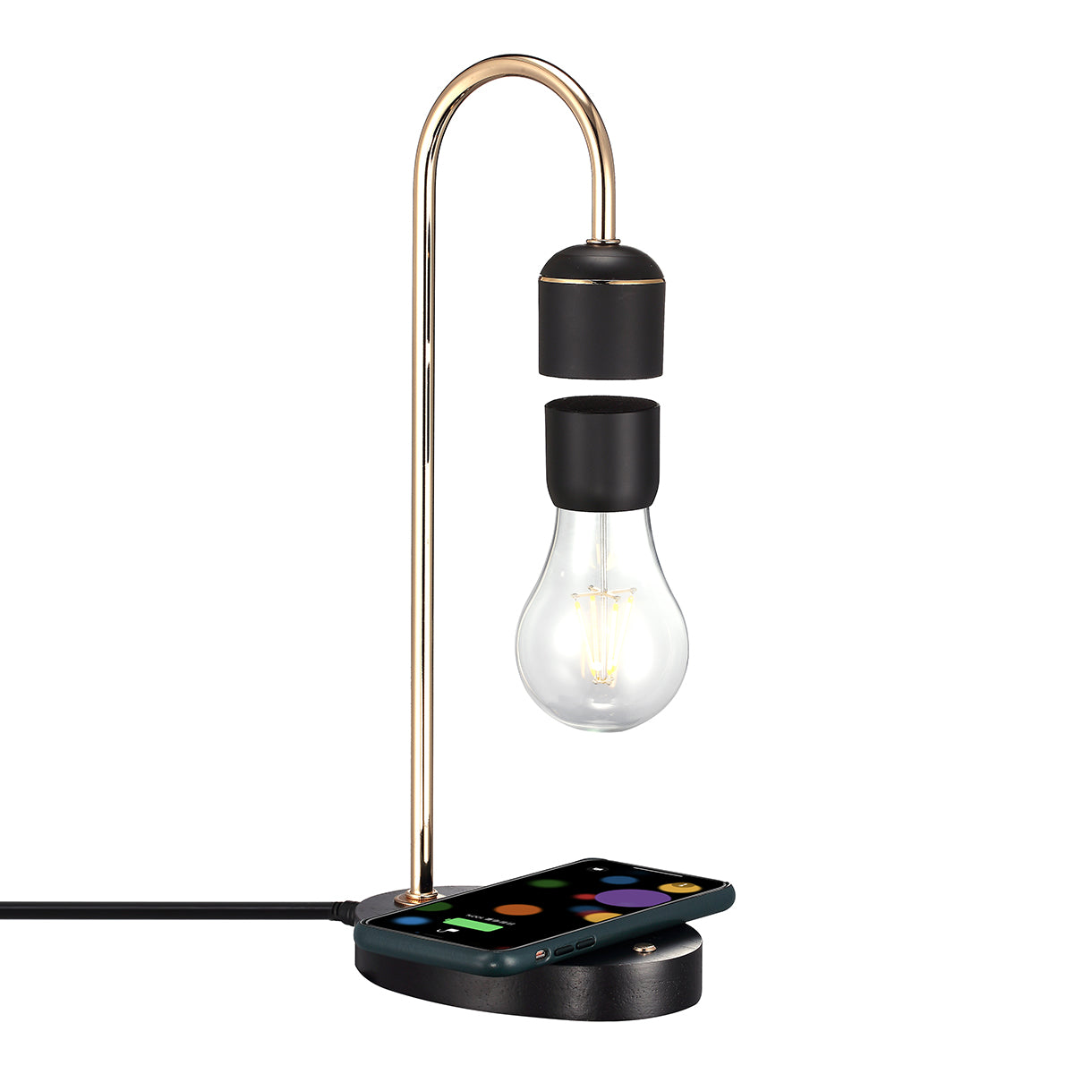 Magnetic Levitating Floating LED Light Bulb Wireless Charger for iPhone Android