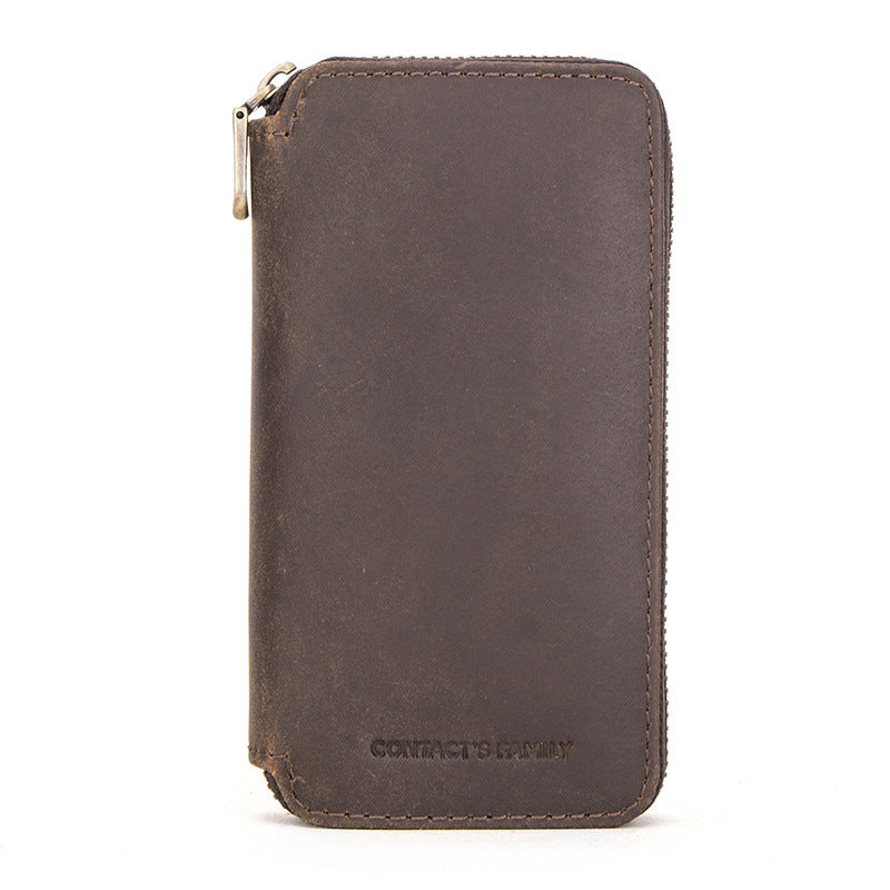 CONTACTS FAMILY Portable Watch Storage Case Genuine Leather Zipper Watch Bag Holder for 2 Watches