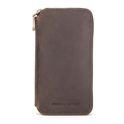 CONTACTS FAMILY Portable Watch Storage Case Genuine Leather Zipper Watch Bag Holder for 2 Watches