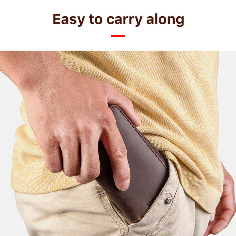 CONTACTS FAMILY Portable Watch Storage Case Genuine Leather Zipper Watch Bag Holder for 2 Watches