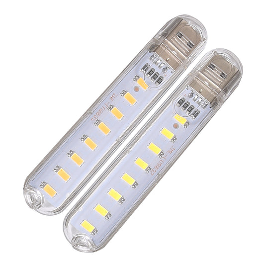 BLY-0031 2Pcs 8-Lamp Beads LED Light USB Night Light with Transparent Cover for Bedroom Bedside Corridor