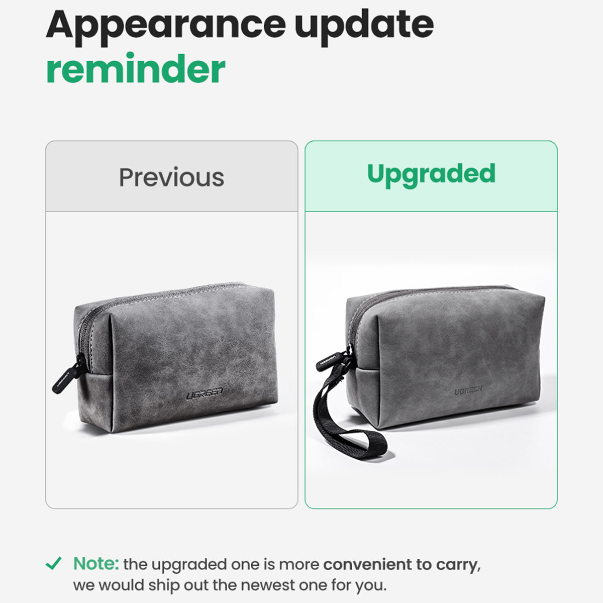 UGREEN 80359 Portable Travel PU Leather Digital Accessories Storage Bag USB Cable Charging Adapter Earphone Carrying Bag