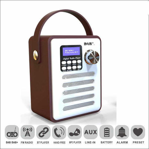 Portable DAB-H6 Wood DAB Digital Radio Player Bluetooth MP3 Player Support TF Card and Flash Disk