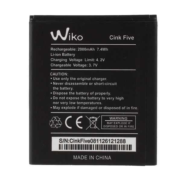 For Wiko Cink Five Rechargeable Li-polymer Battery 2000mAh (S/N: CinkFive081126121288)