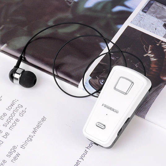 FINEBLUE F980 Voice Prompt Collar Clip-on Bluetooth 4.0 Earphone