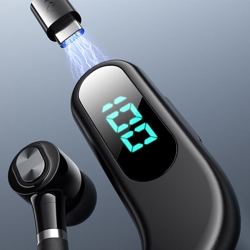 V13 Business Single Ear Earhook Wireless Bluetooth 5.2 Headset Hands-free Earphone with Smart Digital Display