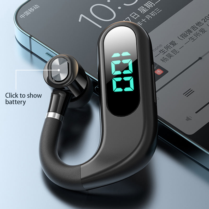 V13 Business Single Ear Earhook Wireless Bluetooth 5.2 Headset Hands-free Earphone with Smart Digital Display