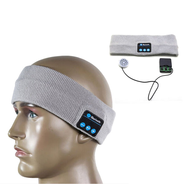 Sports Wireless Bluetooth Stereo Sleep Headset Headphone Knit Fleece Headband with Mic