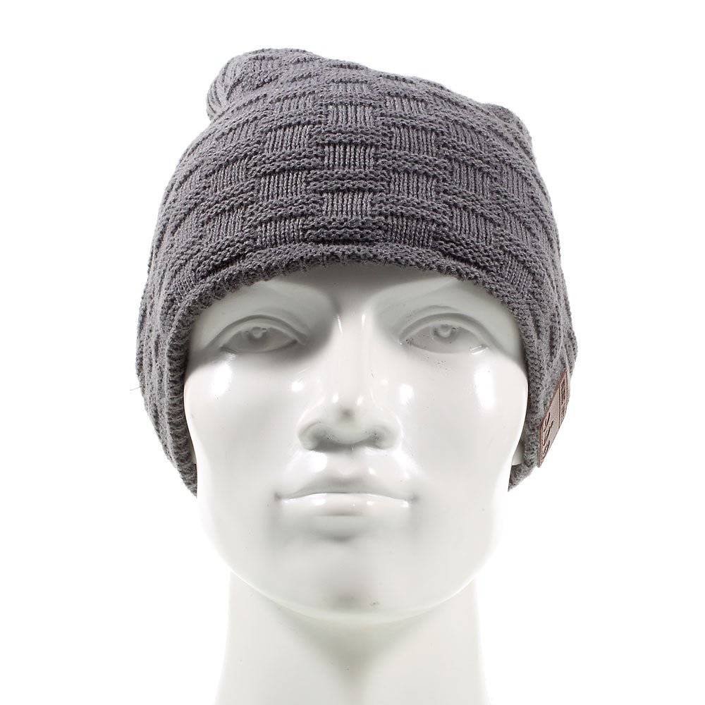 Grid Pattern Outdoor Bluetooth 3.0 Wireless Smart Knit Headphone Speaker Music Hat